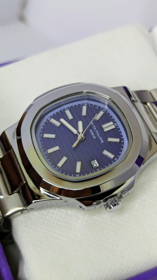 PP Silver with Navy Blue Dial.