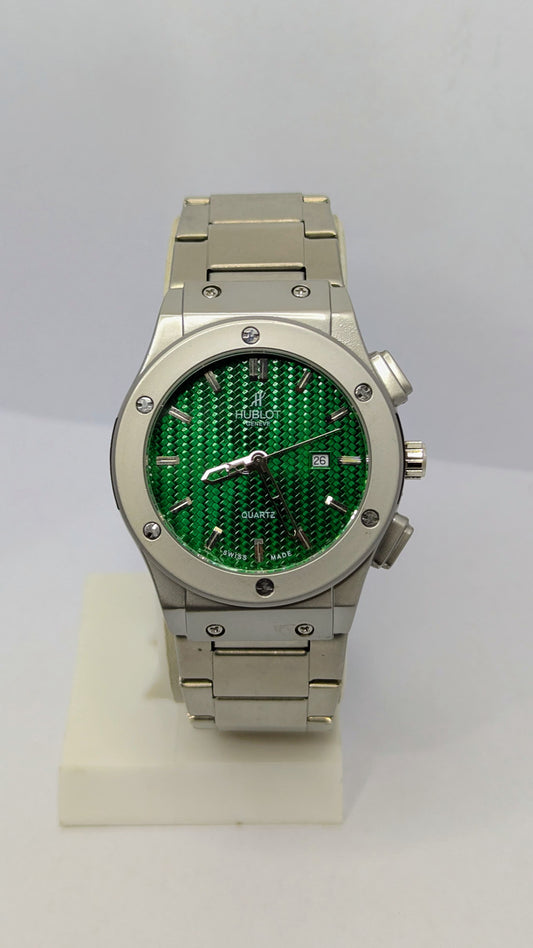Hublot Genève – Silver with Green Dial.